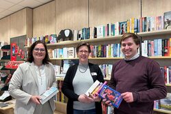 Dmonic Becker und Eva Platz zu Besuch in der Buchhandlung Laurenz & Luise.